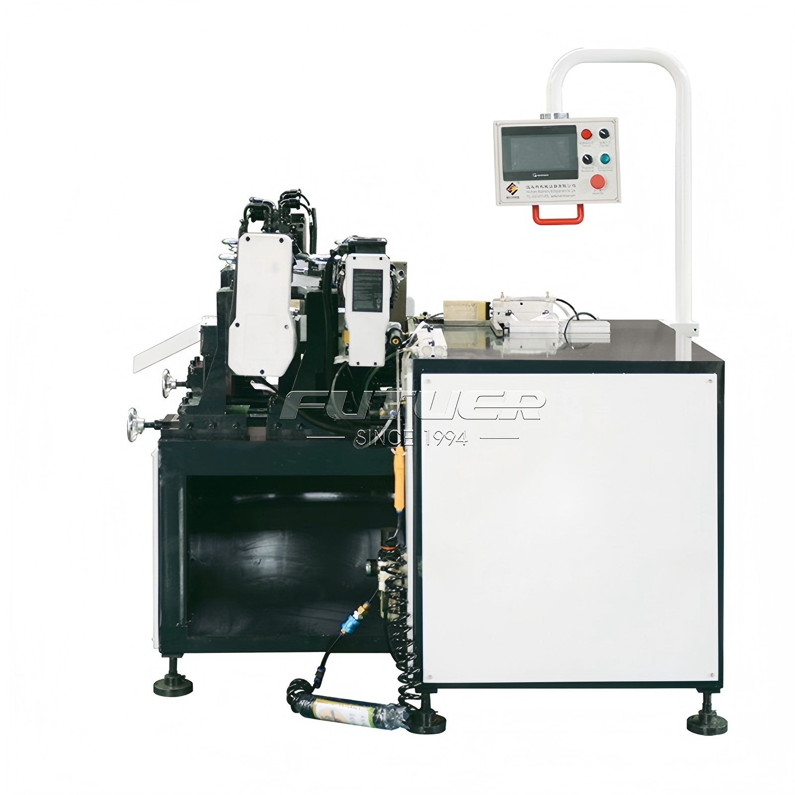 Double-sided chamfering and tapping machine for the top of the center column angle bracket