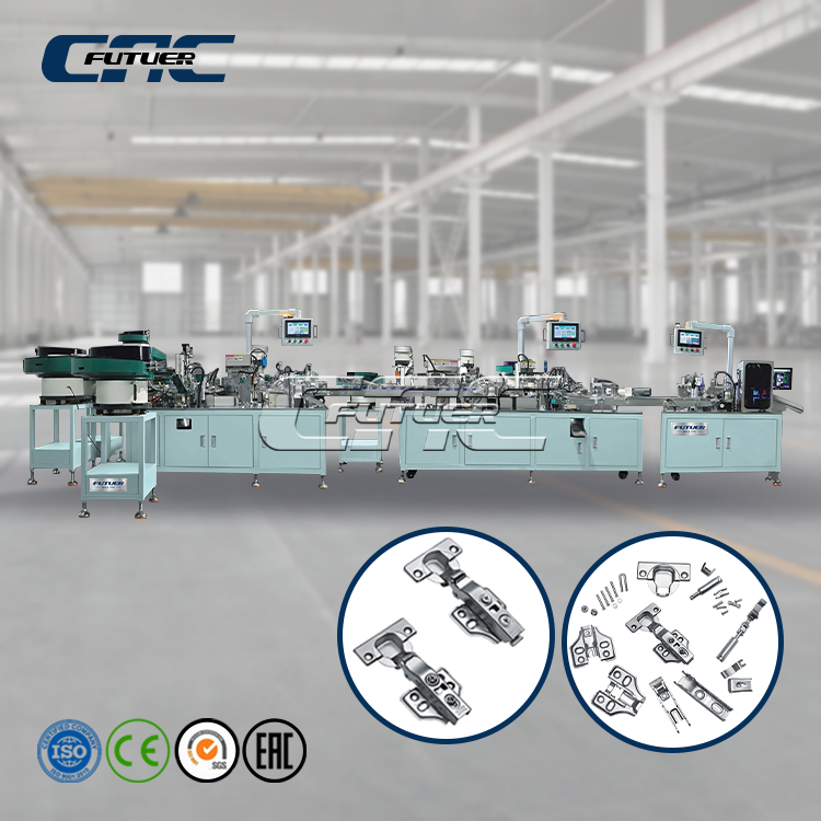 Hydraulic three connection without angle hinge fully automatic assembly line(CCD detection,oil cylinder speed measurement)