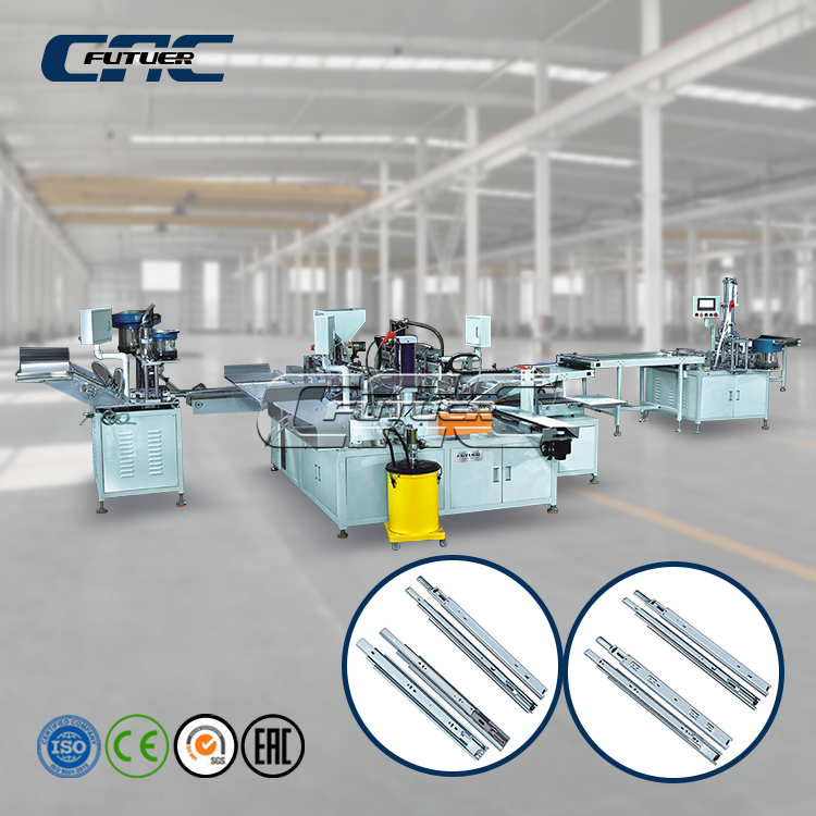 Three fold ball bearing slide automatic assembly machine